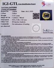 3.14/CT Natural yellow sapphire with Govt Lab Certificate-(YELSA9W)